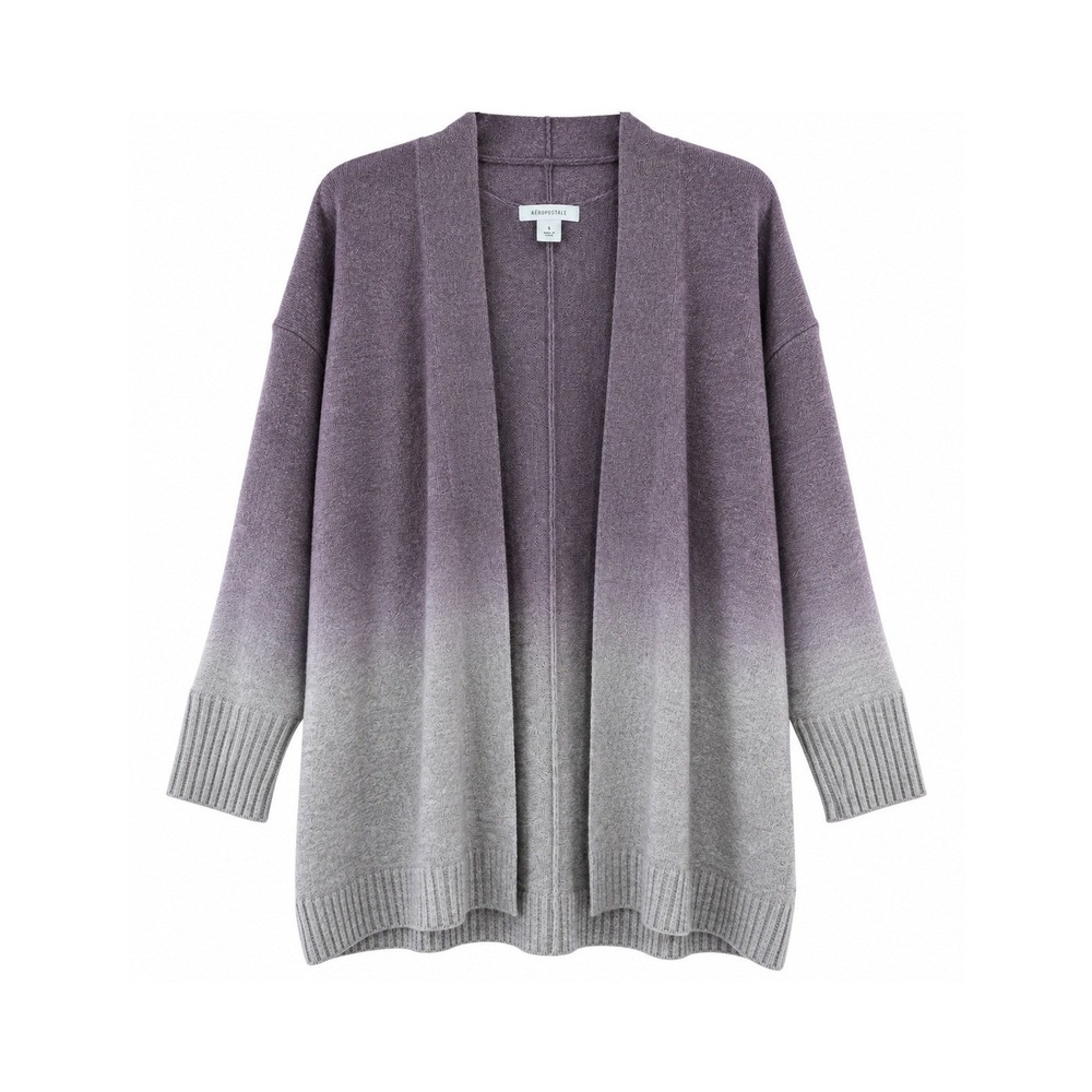 J Jill Pure Jill Womens XS Petite Purple Gray Ombre Open Front Cardigan Sweater